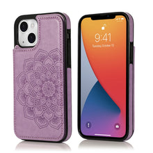 Load image into Gallery viewer, Double Buckle Mandala Pattern PU+TPU Protective Case with Card Slots &amp; Holder &amp; Photo Frame, For iPhone 13 mini, For iPhone 13, For iPhone 13 Pro, For iPhone 13 Pro Max