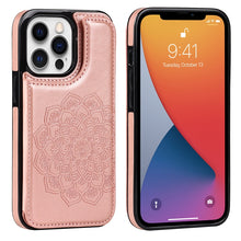Load image into Gallery viewer, Double Buckle Mandala Pattern PU+TPU Protective Case with Card Slots &amp; Holder &amp; Photo Frame, For iPhone 13 mini, For iPhone 13, For iPhone 13 Pro, For iPhone 13 Pro Max