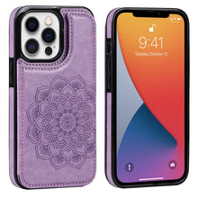 Load image into Gallery viewer, Double Buckle Mandala Pattern PU+TPU Protective Case with Card Slots &amp; Holder &amp; Photo Frame, For iPhone 13 mini, For iPhone 13, For iPhone 13 Pro, For iPhone 13 Pro Max