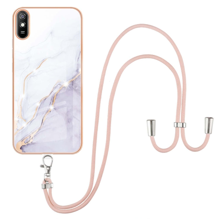Electroplating Marble Pattern IMD TPU Shockproof Case with Neck Lanyard, For Xiaomi Redmi 9A, For Xiaomi Redmi Note 10 Pro/Note 10 Pro Max, For Xiaomi Redmi Note 10s / Note 10 4G, For Xiaomi Poco X3 NFC