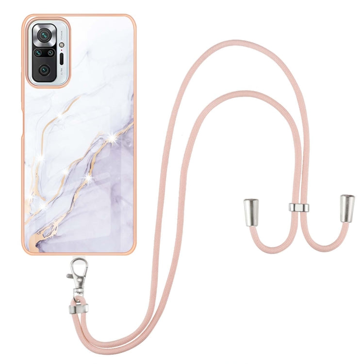 Electroplating Marble Pattern IMD TPU Shockproof Case with Neck Lanyard, For Xiaomi Redmi 9A, For Xiaomi Redmi Note 10 Pro/Note 10 Pro Max, For Xiaomi Redmi Note 10s / Note 10 4G, For Xiaomi Poco X3 NFC