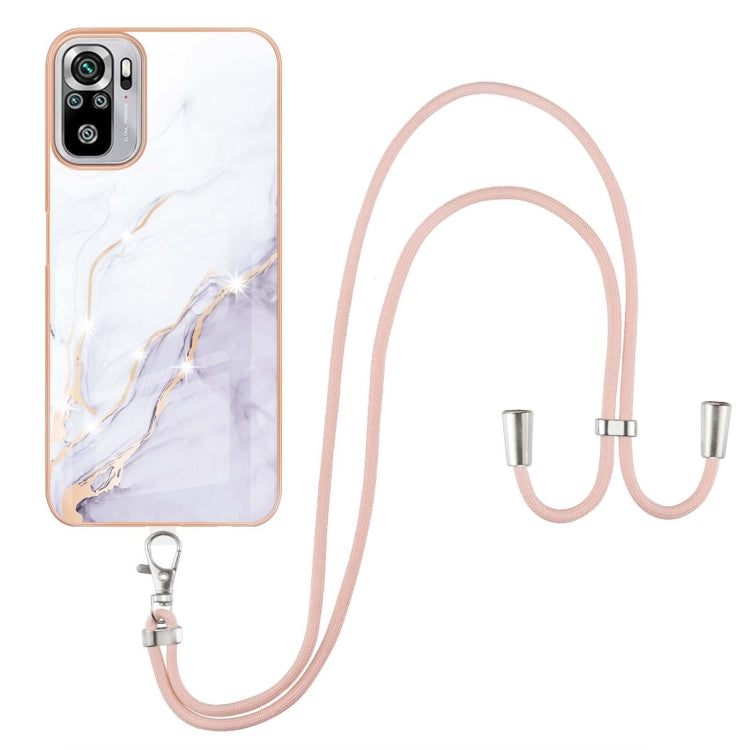 Electroplating Marble Pattern IMD TPU Shockproof Case with Neck Lanyard, For Xiaomi Redmi 9A, For Xiaomi Redmi Note 10 Pro/Note 10 Pro Max, For Xiaomi Redmi Note 10s / Note 10 4G, For Xiaomi Poco X3 NFC
