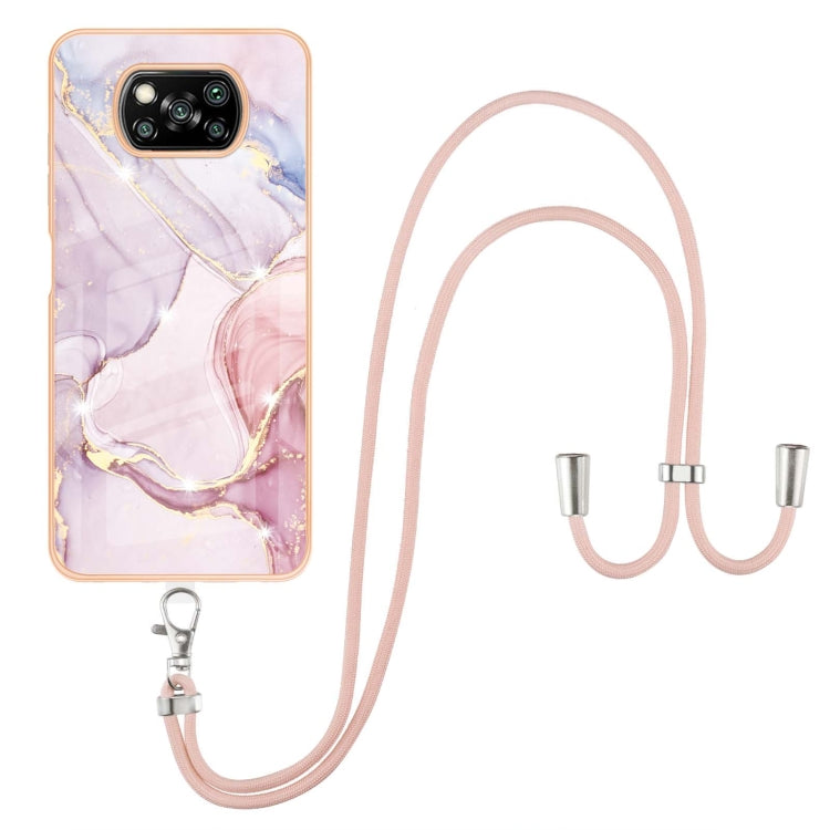 Electroplating Marble Pattern IMD TPU Shockproof Case with Neck Lanyard, For Xiaomi Redmi 9A, For Xiaomi Redmi Note 10 Pro/Note 10 Pro Max, For Xiaomi Redmi Note 10s / Note 10 4G, For Xiaomi Poco X3 NFC