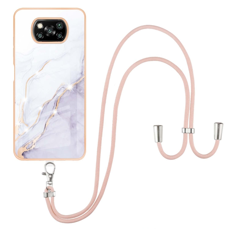Electroplating Marble Pattern IMD TPU Shockproof Case with Neck Lanyard, For Xiaomi Redmi 9A, For Xiaomi Redmi Note 10 Pro/Note 10 Pro Max, For Xiaomi Redmi Note 10s / Note 10 4G, For Xiaomi Poco X3 NFC