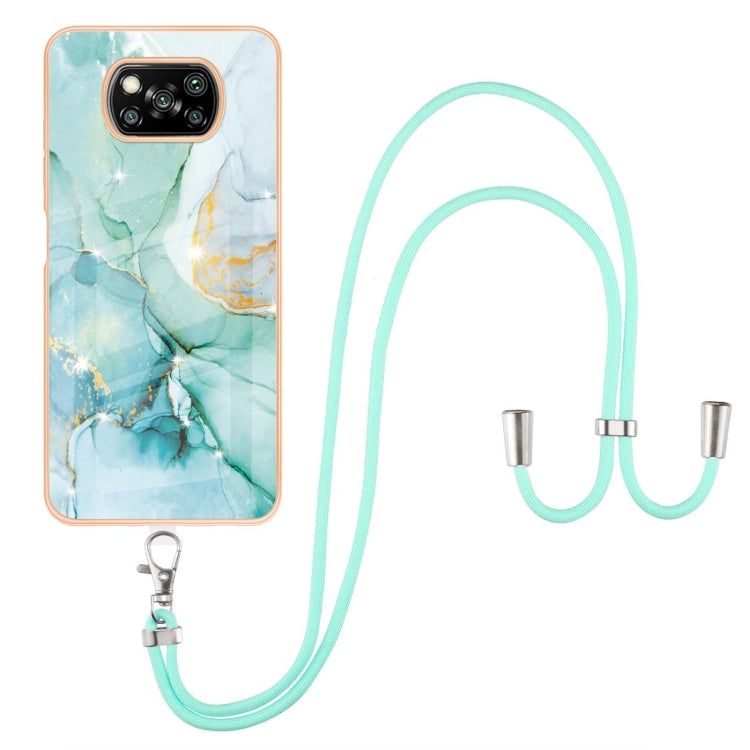Electroplating Marble Pattern IMD TPU Shockproof Case with Neck Lanyard, For Xiaomi Redmi 9A, For Xiaomi Redmi Note 10 Pro/Note 10 Pro Max, For Xiaomi Redmi Note 10s / Note 10 4G, For Xiaomi Poco X3 NFC