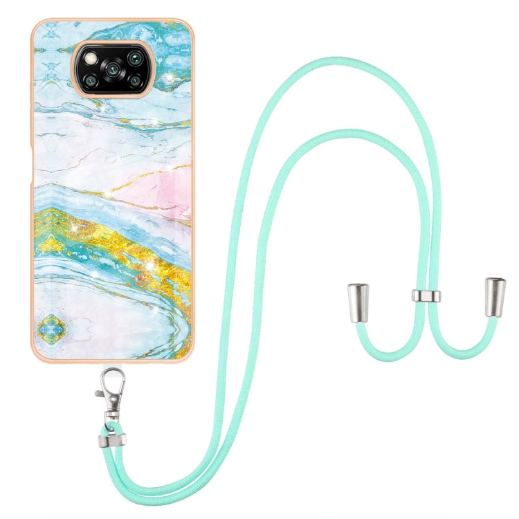 Electroplating Marble Pattern IMD TPU Shockproof Case with Neck Lanyard, For Xiaomi Redmi 9A, For Xiaomi Redmi Note 10 Pro/Note 10 Pro Max, For Xiaomi Redmi Note 10s / Note 10 4G, For Xiaomi Poco X3 NFC