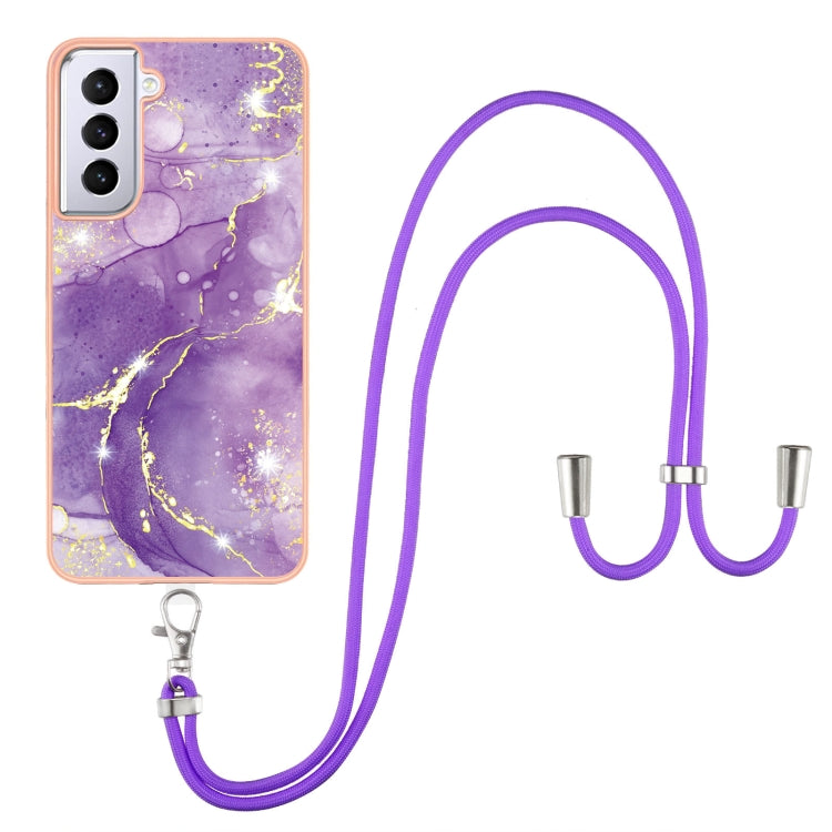 Electroplating Marble Pattern IMD TPU Shockproof Case with Neck Lanyard, For Samsung Galaxy S21 5G, For Samsung Galaxy S21+ 5G, For Samsung Galaxy S21 Ultra 5G, For Samsung Galaxy S20 FE 5G / 4G, For Samsung Galaxy S21 FE 5G, For Samsung Galaxy S20    ...