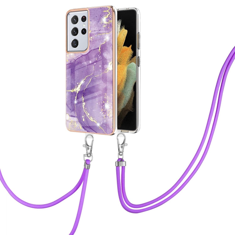 Electroplating Marble Pattern IMD TPU Shockproof Case with Neck Lanyard, For Samsung Galaxy S21 5G, For Samsung Galaxy S21+ 5G, For Samsung Galaxy S21 Ultra 5G, For Samsung Galaxy S20 FE 5G / 4G, For Samsung Galaxy S21 FE 5G, For Samsung Galaxy S20    ...