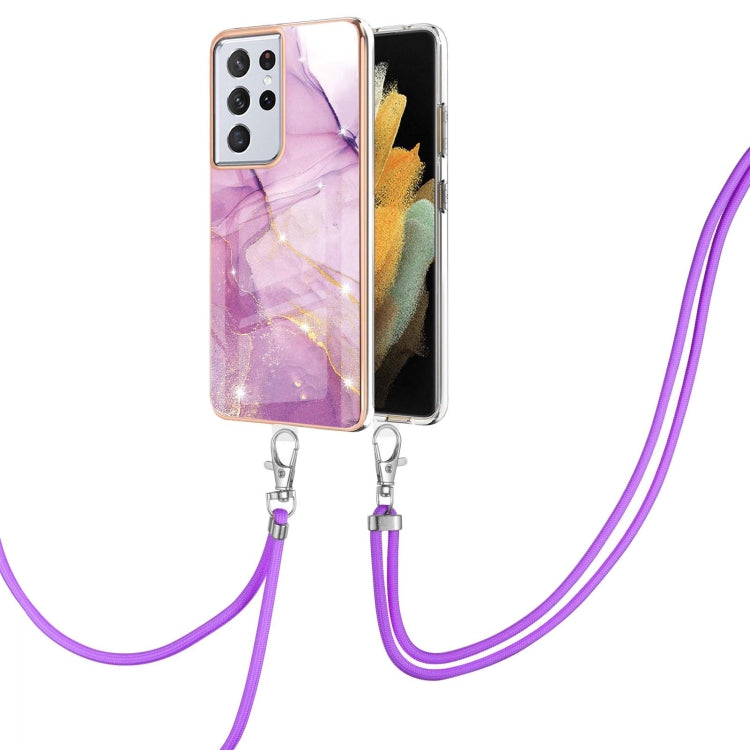 Electroplating Marble Pattern IMD TPU Shockproof Case with Neck Lanyard, For Samsung Galaxy S21 5G, For Samsung Galaxy S21+ 5G, For Samsung Galaxy S21 Ultra 5G, For Samsung Galaxy S20 FE 5G / 4G, For Samsung Galaxy S21 FE 5G, For Samsung Galaxy S20    ...