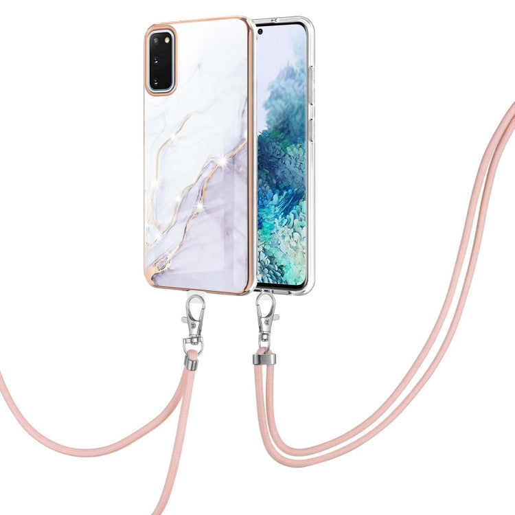 Electroplating Marble Pattern IMD TPU Shockproof Case with Neck Lanyard, For Samsung Galaxy S21 5G, For Samsung Galaxy S21+ 5G, For Samsung Galaxy S21 Ultra 5G, For Samsung Galaxy S20 FE 5G / 4G, For Samsung Galaxy S21 FE 5G, For Samsung Galaxy S20    ...