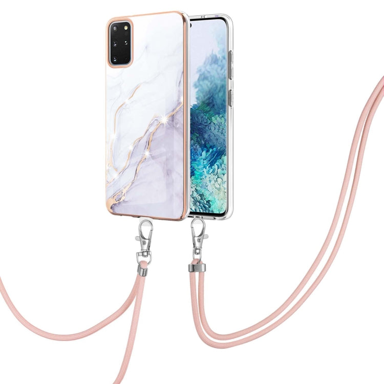 Electroplating Marble Pattern IMD TPU Shockproof Case with Neck Lanyard, For Samsung Galaxy S21 5G, For Samsung Galaxy S21+ 5G, For Samsung Galaxy S21 Ultra 5G, For Samsung Galaxy S20 FE 5G / 4G, For Samsung Galaxy S21 FE 5G, For Samsung Galaxy S20    ...