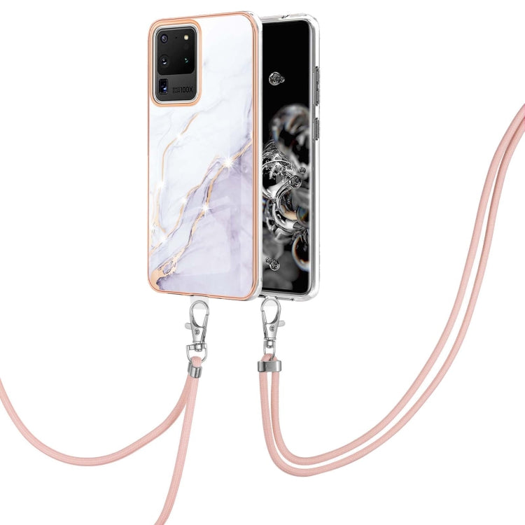 Electroplating Marble Pattern IMD TPU Shockproof Case with Neck Lanyard, For Samsung Galaxy S21 5G, For Samsung Galaxy S21+ 5G, For Samsung Galaxy S21 Ultra 5G, For Samsung Galaxy S20 FE 5G / 4G, For Samsung Galaxy S21 FE 5G, For Samsung Galaxy S20    ...