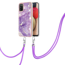 Load image into Gallery viewer, Electroplating Marble Pattern IMD TPU Shockproof Case with Neck Lanyard, For Samsung Galaxy A02s US Version 166mm, For Samsung Galaxy A02s EU Version 164mm, For Samsung Galaxy A03s 166mm, For Samsung Galaxy A11 / M11, For Samsung Galaxy A12            ...