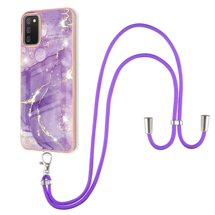 Electroplating Marble Pattern IMD TPU Shockproof Case with Neck Lanyard, For Samsung Galaxy A02s US Version 166mm, For Samsung Galaxy A02s EU Version 164mm, For Samsung Galaxy A03s 166mm, For Samsung Galaxy A11 / M11, For Samsung Galaxy A12            ...