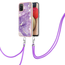Electroplating Marble Pattern IMD TPU Shockproof Case with Neck Lanyard, For Samsung Galaxy A02s US Version 166mm, For Samsung Galaxy A02s EU Version 164mm, For Samsung Galaxy A03s 166mm, For Samsung Galaxy A11 / M11, For Samsung Galaxy A12            ...