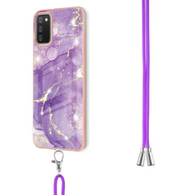Load image into Gallery viewer, Electroplating Marble Pattern IMD TPU Shockproof Case with Neck Lanyard, For Samsung Galaxy A02s US Version 166mm, For Samsung Galaxy A02s EU Version 164mm, For Samsung Galaxy A03s 166mm, For Samsung Galaxy A11 / M11, For Samsung Galaxy A12            ...