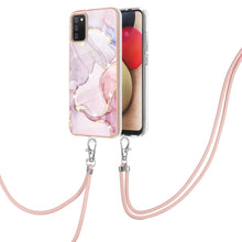 Load image into Gallery viewer, Electroplating Marble Pattern IMD TPU Shockproof Case with Neck Lanyard, For Samsung Galaxy A02s US Version 166mm, For Samsung Galaxy A02s EU Version 164mm, For Samsung Galaxy A03s 166mm, For Samsung Galaxy A11 / M11, For Samsung Galaxy A12            ...