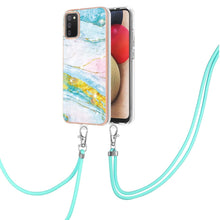 Load image into Gallery viewer, Electroplating Marble Pattern IMD TPU Shockproof Case with Neck Lanyard, For Samsung Galaxy A02s US Version 166mm, For Samsung Galaxy A02s EU Version 164mm, For Samsung Galaxy A03s 166mm, For Samsung Galaxy A11 / M11, For Samsung Galaxy A12            ...