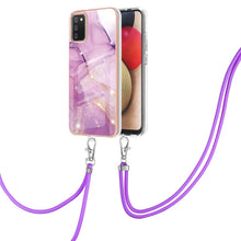 Load image into Gallery viewer, Electroplating Marble Pattern IMD TPU Shockproof Case with Neck Lanyard, For Samsung Galaxy A02s US Version 166mm, For Samsung Galaxy A02s EU Version 164mm, For Samsung Galaxy A03s 166mm, For Samsung Galaxy A11 / M11, For Samsung Galaxy A12            ...