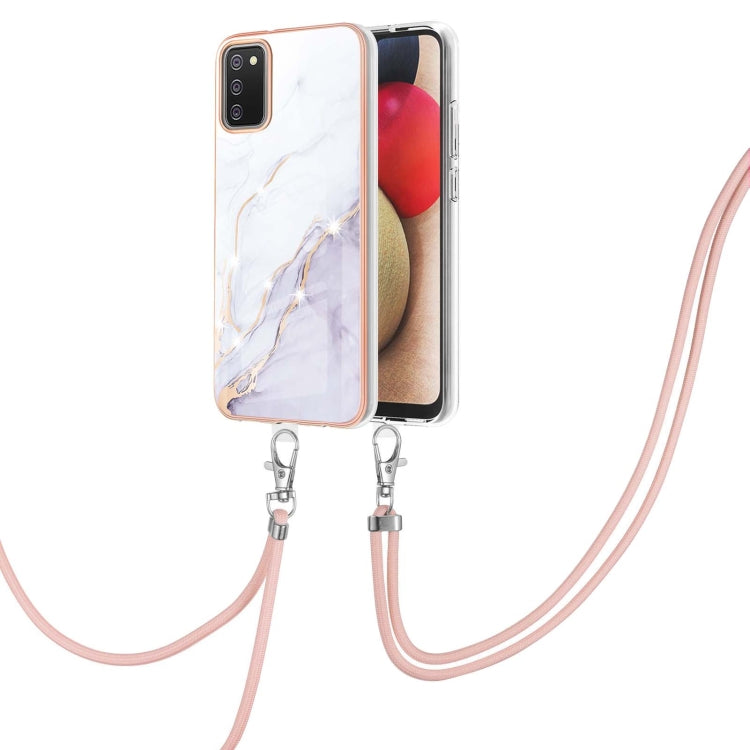Electroplating Marble Pattern IMD TPU Shockproof Case with Neck Lanyard, For Samsung Galaxy A02s US Version 166mm, For Samsung Galaxy A02s EU Version 164mm, For Samsung Galaxy A03s 166mm, For Samsung Galaxy A11 / M11, For Samsung Galaxy A12            ...