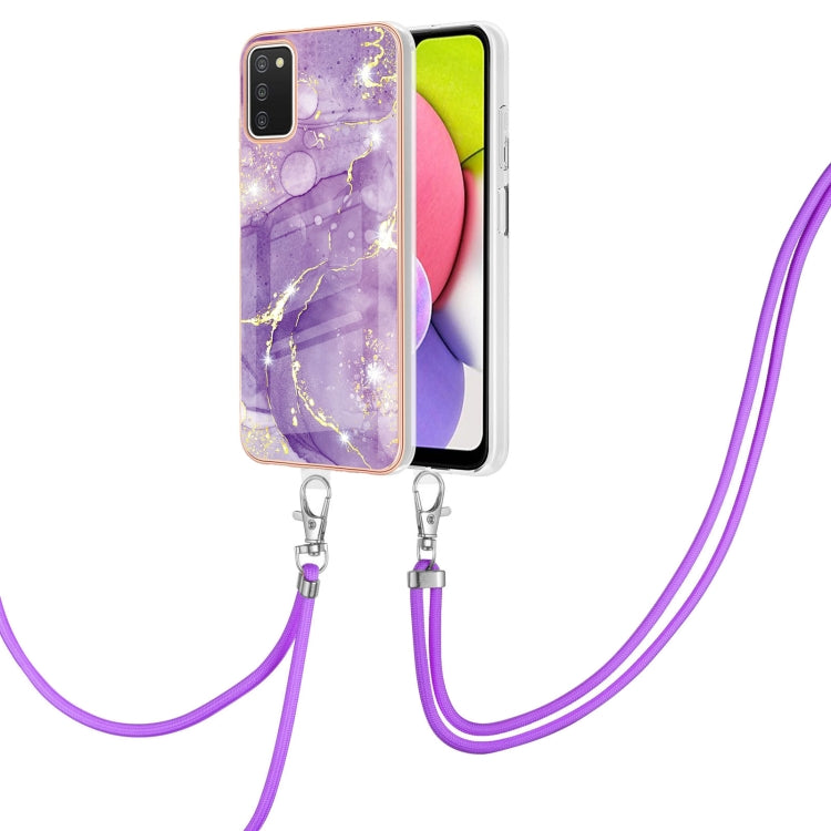 Electroplating Marble Pattern IMD TPU Shockproof Case with Neck Lanyard, For Samsung Galaxy A02s US Version 166mm, For Samsung Galaxy A02s EU Version 164mm, For Samsung Galaxy A03s 166mm, For Samsung Galaxy A11 / M11, For Samsung Galaxy A12            ...