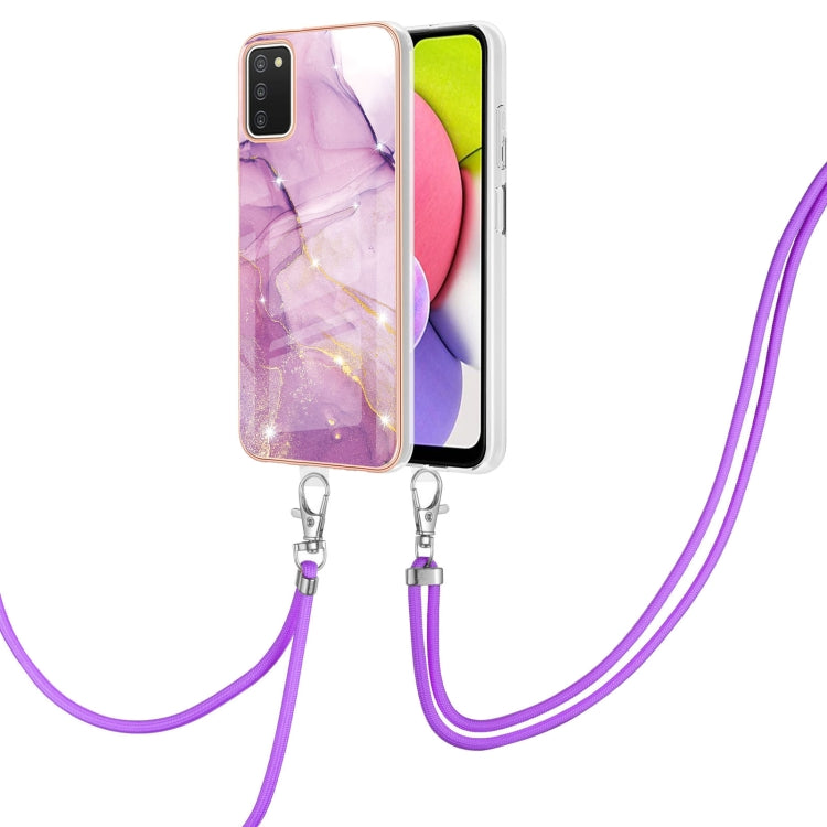 Electroplating Marble Pattern IMD TPU Shockproof Case with Neck Lanyard, For Samsung Galaxy A02s US Version 166mm, For Samsung Galaxy A02s EU Version 164mm, For Samsung Galaxy A03s 166mm, For Samsung Galaxy A11 / M11, For Samsung Galaxy A12            ...
