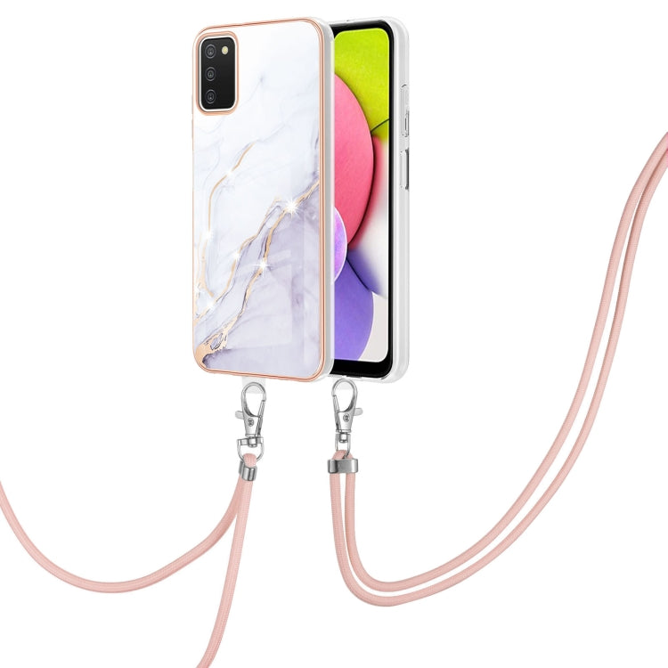 Electroplating Marble Pattern IMD TPU Shockproof Case with Neck Lanyard, For Samsung Galaxy A02s US Version 166mm, For Samsung Galaxy A02s EU Version 164mm, For Samsung Galaxy A03s 166mm, For Samsung Galaxy A11 / M11, For Samsung Galaxy A12            ...