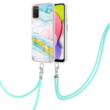 Load image into Gallery viewer, Electroplating Marble Pattern IMD TPU Shockproof Case with Neck Lanyard, For Samsung Galaxy A02s US Version 166mm, For Samsung Galaxy A02s EU Version 164mm, For Samsung Galaxy A03s 166mm, For Samsung Galaxy A11 / M11, For Samsung Galaxy A12            ...