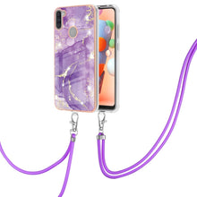 Load image into Gallery viewer, Electroplating Marble Pattern IMD TPU Shockproof Case with Neck Lanyard, For Samsung Galaxy A02s US Version 166mm, For Samsung Galaxy A02s EU Version 164mm, For Samsung Galaxy A03s 166mm, For Samsung Galaxy A11 / M11, For Samsung Galaxy A12            ...