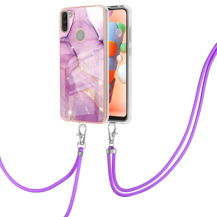 Electroplating Marble Pattern IMD TPU Shockproof Case with Neck Lanyard, For Samsung Galaxy A02s US Version 166mm, For Samsung Galaxy A02s EU Version 164mm, For Samsung Galaxy A03s 166mm, For Samsung Galaxy A11 / M11, For Samsung Galaxy A12            ...