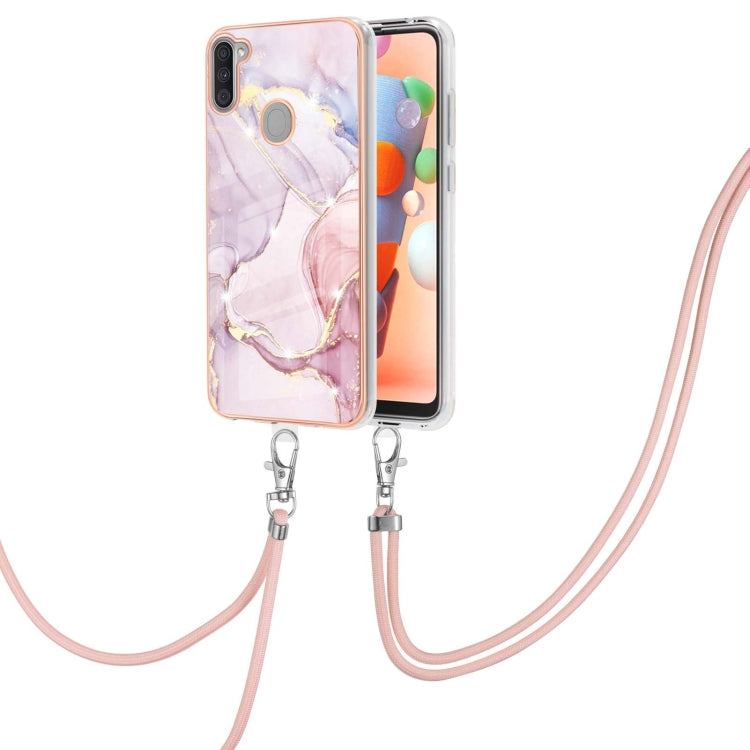 Electroplating Marble Pattern IMD TPU Shockproof Case with Neck Lanyard, For Samsung Galaxy A02s US Version 166mm, For Samsung Galaxy A02s EU Version 164mm, For Samsung Galaxy A03s 166mm, For Samsung Galaxy A11 / M11, For Samsung Galaxy A12            ...