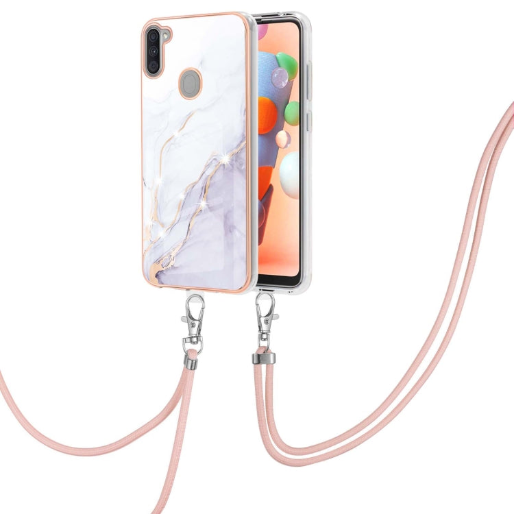 Electroplating Marble Pattern IMD TPU Shockproof Case with Neck Lanyard, For Samsung Galaxy A02s US Version 166mm, For Samsung Galaxy A02s EU Version 164mm, For Samsung Galaxy A03s 166mm, For Samsung Galaxy A11 / M11, For Samsung Galaxy A12            ...