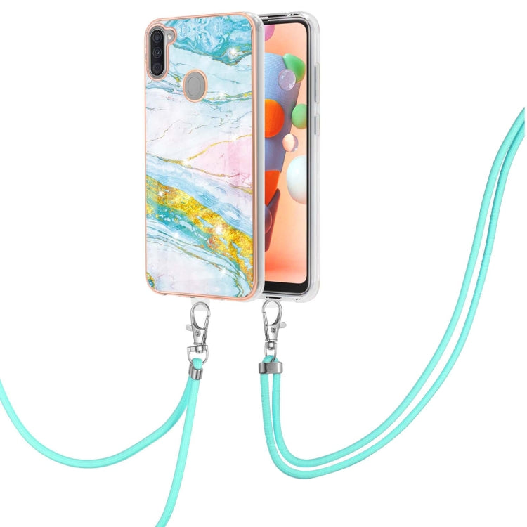 Electroplating Marble Pattern IMD TPU Shockproof Case with Neck Lanyard, For Samsung Galaxy A02s US Version 166mm, For Samsung Galaxy A02s EU Version 164mm, For Samsung Galaxy A03s 166mm, For Samsung Galaxy A11 / M11, For Samsung Galaxy A12            ...