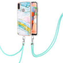 Load image into Gallery viewer, Electroplating Marble Pattern IMD TPU Shockproof Case with Neck Lanyard, For Samsung Galaxy A02s US Version 166mm, For Samsung Galaxy A02s EU Version 164mm, For Samsung Galaxy A03s 166mm, For Samsung Galaxy A11 / M11, For Samsung Galaxy A12            ...