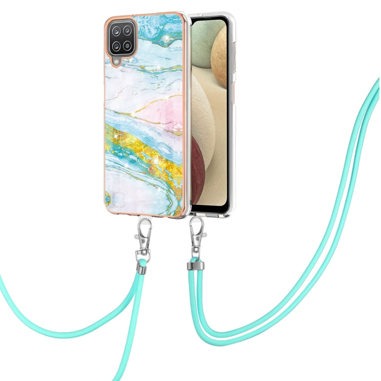 Electroplating Marble Pattern IMD TPU Shockproof Case with Neck Lanyard, For Samsung Galaxy A02s US Version 166mm, For Samsung Galaxy A02s EU Version 164mm, For Samsung Galaxy A03s 166mm, For Samsung Galaxy A11 / M11, For Samsung Galaxy A12            ...