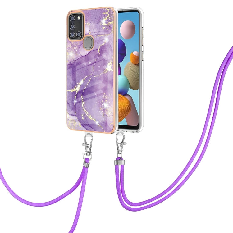Electroplating Marble Pattern IMD TPU Shockproof Case with Neck Lanyard, For Samsung Galaxy A02s US Version 166mm, For Samsung Galaxy A02s EU Version 164mm, For Samsung Galaxy A03s 166mm, For Samsung Galaxy A11 / M11, For Samsung Galaxy A12            ...