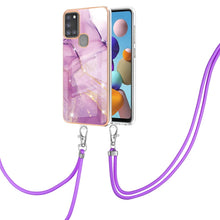 Load image into Gallery viewer, Electroplating Marble Pattern IMD TPU Shockproof Case with Neck Lanyard, For Samsung Galaxy A02s US Version 166mm, For Samsung Galaxy A02s EU Version 164mm, For Samsung Galaxy A03s 166mm, For Samsung Galaxy A11 / M11, For Samsung Galaxy A12            ...