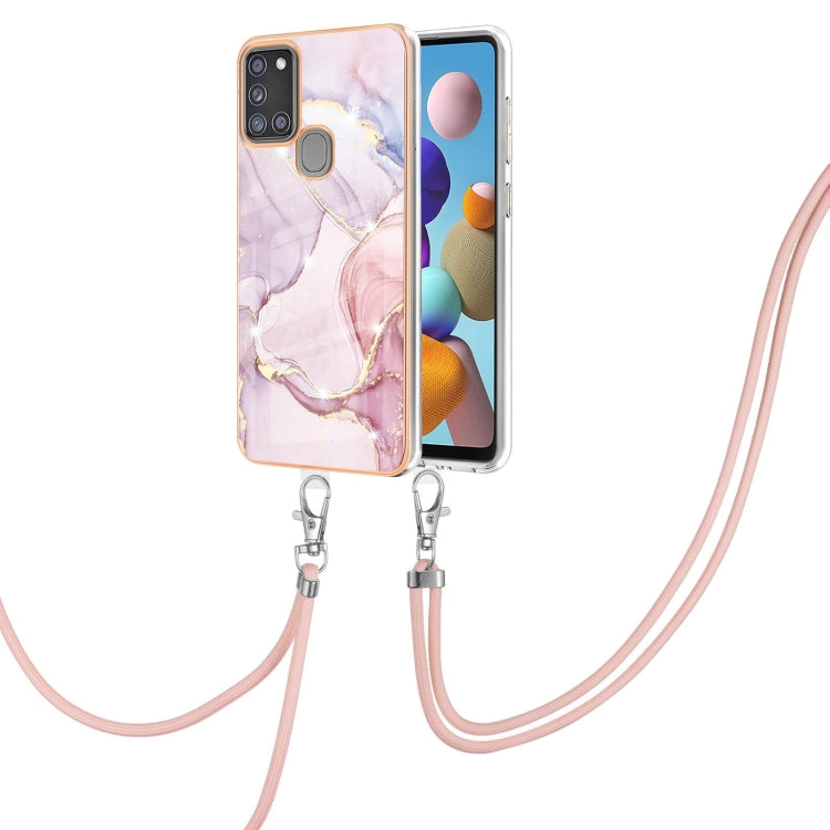 Electroplating Marble Pattern IMD TPU Shockproof Case with Neck Lanyard, For Samsung Galaxy A02s US Version 166mm, For Samsung Galaxy A02s EU Version 164mm, For Samsung Galaxy A03s 166mm, For Samsung Galaxy A11 / M11, For Samsung Galaxy A12            ...