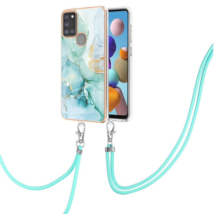 Electroplating Marble Pattern IMD TPU Shockproof Case with Neck Lanyard, For Samsung Galaxy A02s US Version 166mm, For Samsung Galaxy A02s EU Version 164mm, For Samsung Galaxy A03s 166mm, For Samsung Galaxy A11 / M11, For Samsung Galaxy A12            ...