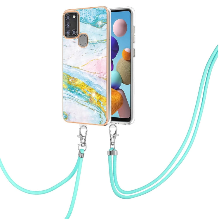 Electroplating Marble Pattern IMD TPU Shockproof Case with Neck Lanyard, For Samsung Galaxy A02s US Version 166mm, For Samsung Galaxy A02s EU Version 164mm, For Samsung Galaxy A03s 166mm, For Samsung Galaxy A11 / M11, For Samsung Galaxy A12            ...