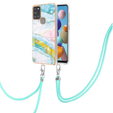 Load image into Gallery viewer, Electroplating Marble Pattern IMD TPU Shockproof Case with Neck Lanyard, For Samsung Galaxy A02s US Version 166mm, For Samsung Galaxy A02s EU Version 164mm, For Samsung Galaxy A03s 166mm, For Samsung Galaxy A11 / M11, For Samsung Galaxy A12            ...