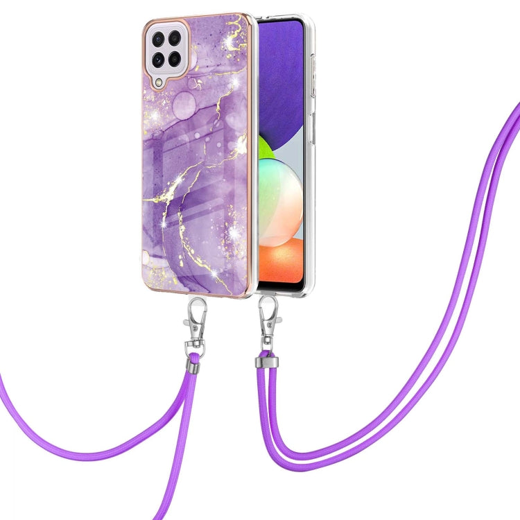 Electroplating Marble Pattern IMD TPU Shockproof Case with Neck Lanyard, For Samsung Galaxy A02s US Version 166mm, For Samsung Galaxy A02s EU Version 164mm, For Samsung Galaxy A03s 166mm, For Samsung Galaxy A11 / M11, For Samsung Galaxy A12            ...