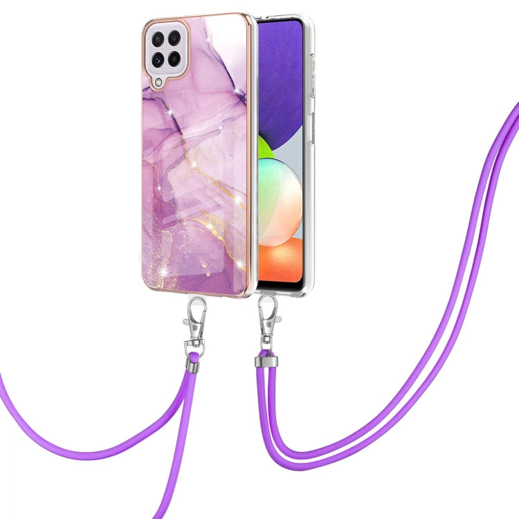 Electroplating Marble Pattern IMD TPU Shockproof Case with Neck Lanyard, For Samsung Galaxy A02s US Version 166mm, For Samsung Galaxy A02s EU Version 164mm, For Samsung Galaxy A03s 166mm, For Samsung Galaxy A11 / M11, For Samsung Galaxy A12            ...