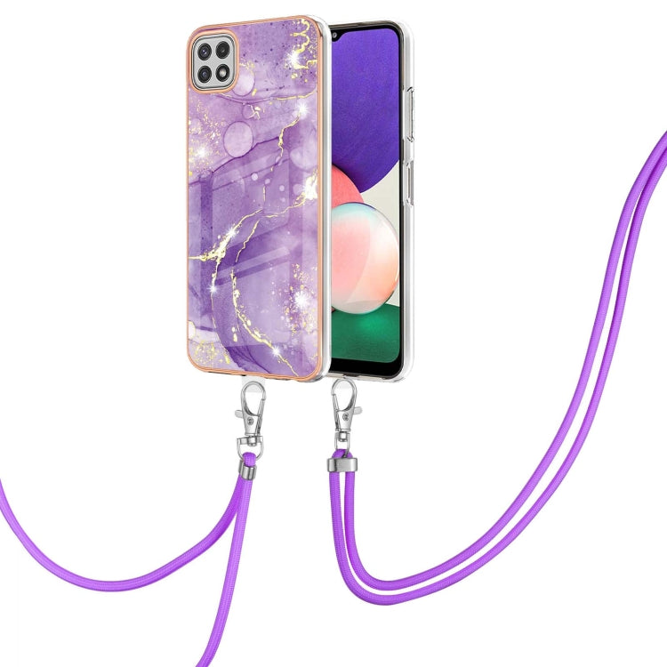 Electroplating Marble Pattern IMD TPU Shockproof Case with Neck Lanyard, For Samsung Galaxy A02s US Version 166mm, For Samsung Galaxy A02s EU Version 164mm, For Samsung Galaxy A03s 166mm, For Samsung Galaxy A11 / M11, For Samsung Galaxy A12            ...