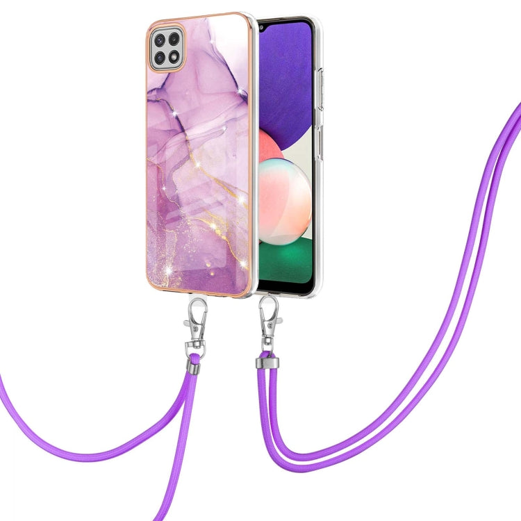 Electroplating Marble Pattern IMD TPU Shockproof Case with Neck Lanyard, For Samsung Galaxy A02s US Version 166mm, For Samsung Galaxy A02s EU Version 164mm, For Samsung Galaxy A03s 166mm, For Samsung Galaxy A11 / M11, For Samsung Galaxy A12            ...