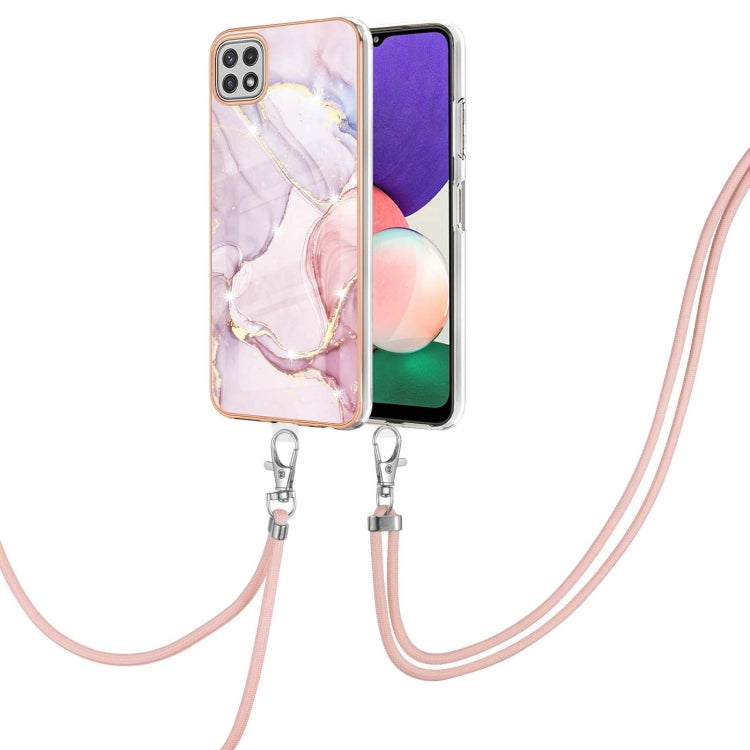 Electroplating Marble Pattern IMD TPU Shockproof Case with Neck Lanyard, For Samsung Galaxy A02s US Version 166mm, For Samsung Galaxy A02s EU Version 164mm, For Samsung Galaxy A03s 166mm, For Samsung Galaxy A11 / M11, For Samsung Galaxy A12            ...