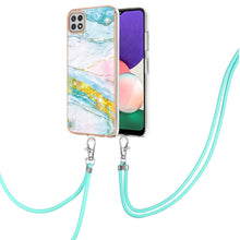 Load image into Gallery viewer, Electroplating Marble Pattern IMD TPU Shockproof Case with Neck Lanyard, For Samsung Galaxy A02s US Version 166mm, For Samsung Galaxy A02s EU Version 164mm, For Samsung Galaxy A03s 166mm, For Samsung Galaxy A11 / M11, For Samsung Galaxy A12            ...