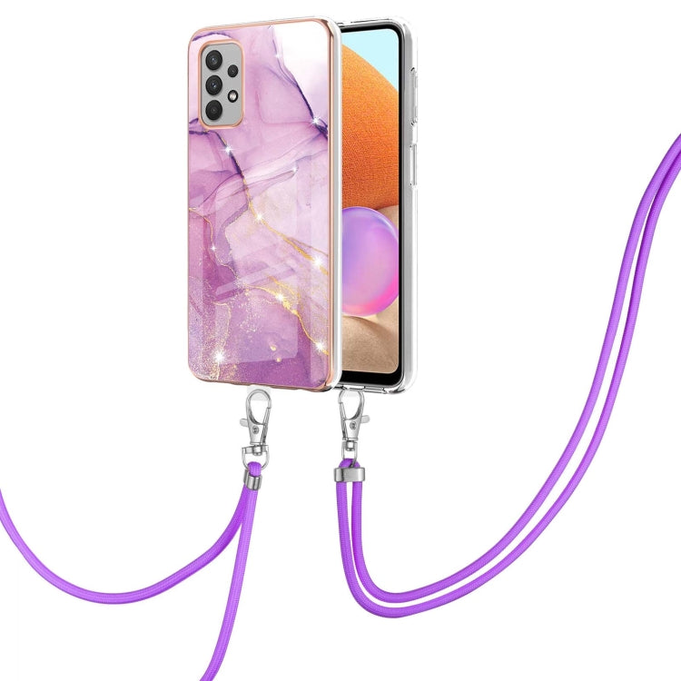 Electroplating Marble Pattern IMD TPU Shockproof Case with Neck Lanyard, For Samsung Galaxy A32 4G EU Version, For Samsung Galaxy A32 5G, For Samsung Galaxy A52 5G / 4G, For Samsung Galaxy A72 5G / 4G