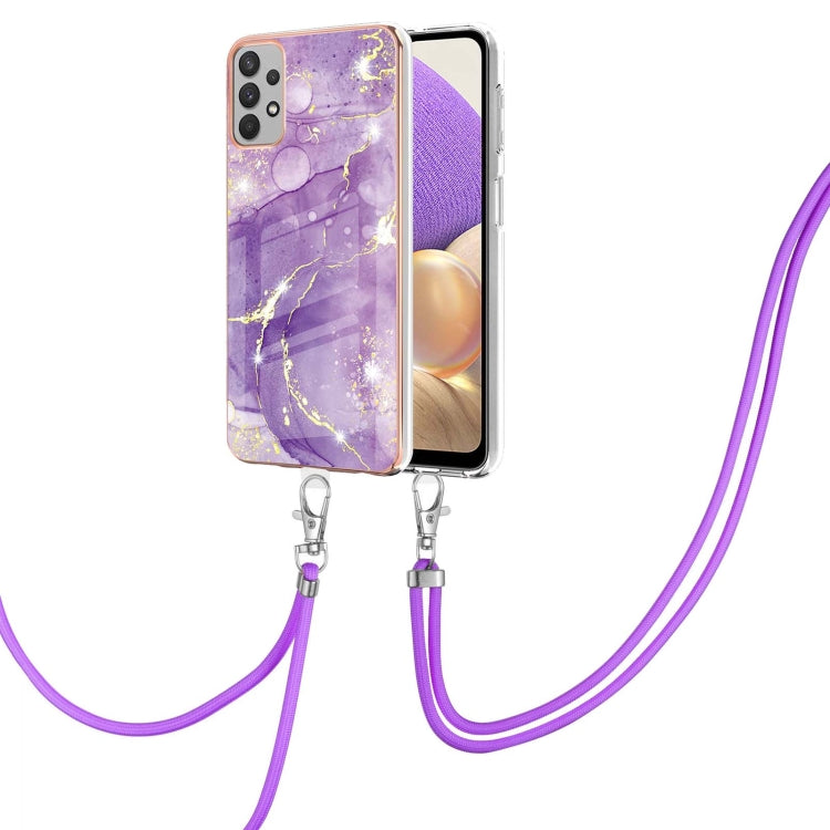 Electroplating Marble Pattern IMD TPU Shockproof Case with Neck Lanyard, For Samsung Galaxy A32 4G EU Version, For Samsung Galaxy A32 5G, For Samsung Galaxy A52 5G / 4G, For Samsung Galaxy A72 5G / 4G