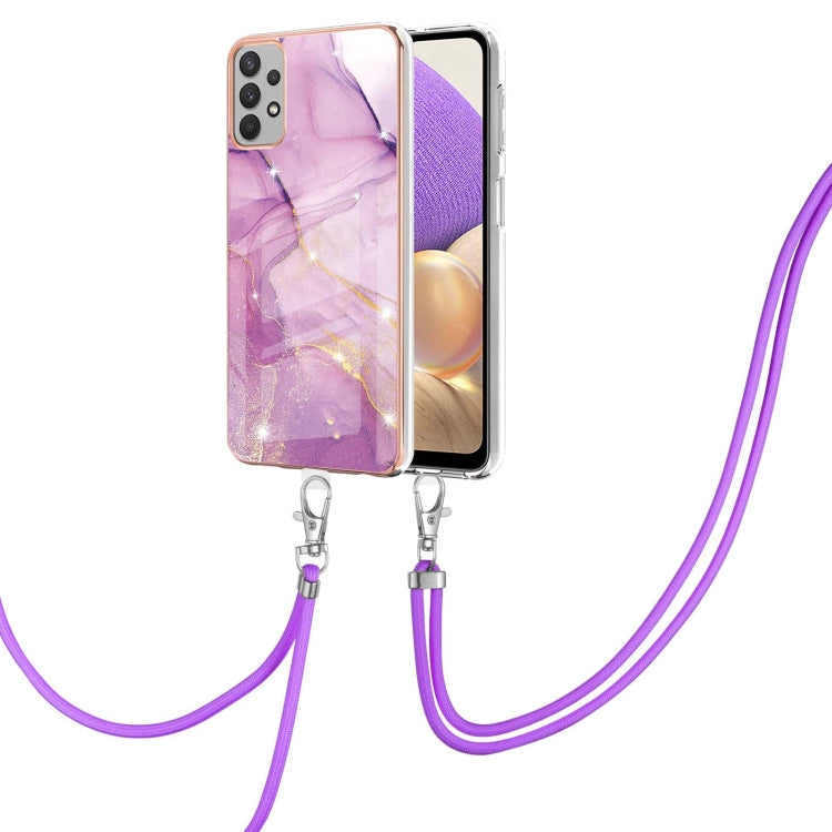 Electroplating Marble Pattern IMD TPU Shockproof Case with Neck Lanyard, For Samsung Galaxy A32 4G EU Version, For Samsung Galaxy A32 5G, For Samsung Galaxy A52 5G / 4G, For Samsung Galaxy A72 5G / 4G